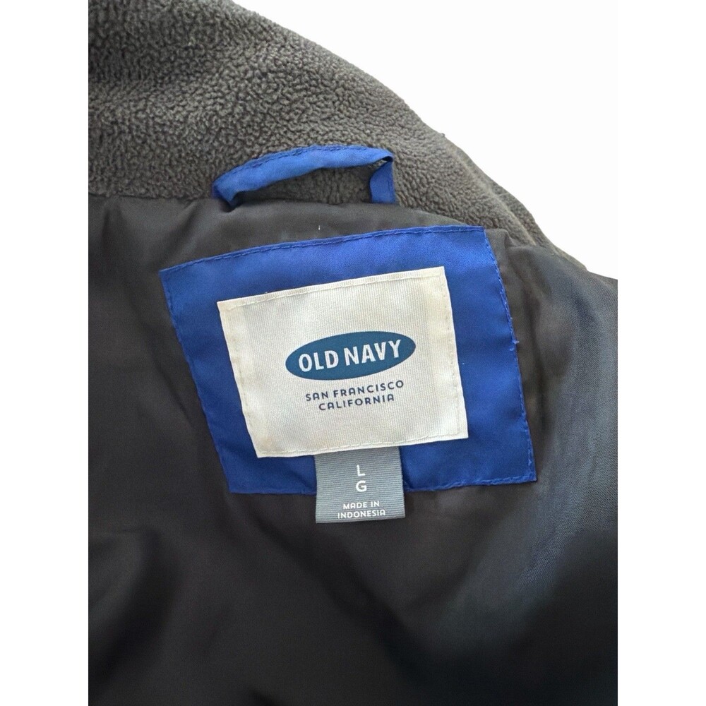 Old Navy Puffer Vest Men’s Large Black Gray Zip Up Sleeveless Jacket - Picture 6 of 8